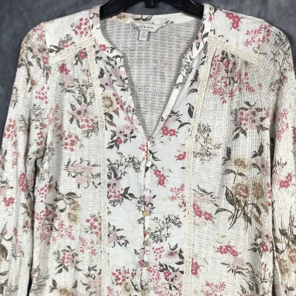 Lucky Brand Women’s Floral Shirt Pearl Buttons Size Small P - Picture 3 of 14